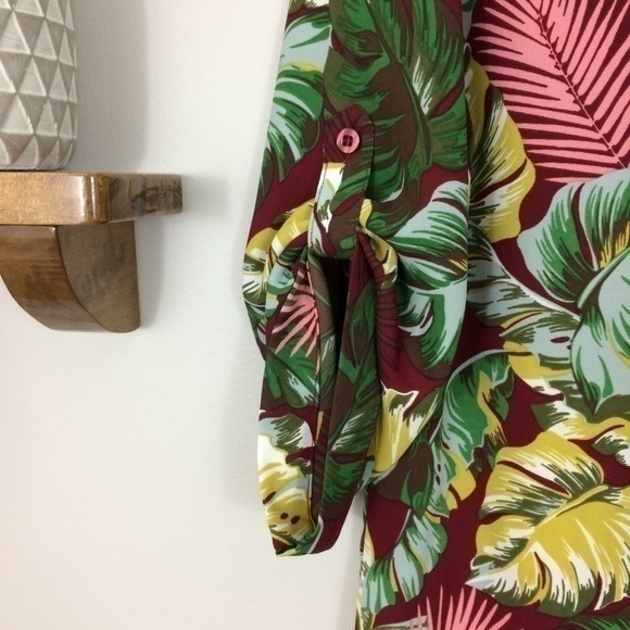 New York Company Banana Palm Leaf Blouse‎ NWT Small Tropical Beach Resort - Picture 5 of 8